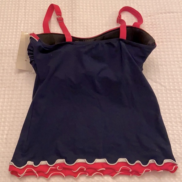 NEW! PROFILE GOTTEX Navy Pink Ruffle Tankini Top - Picture 6 of 17